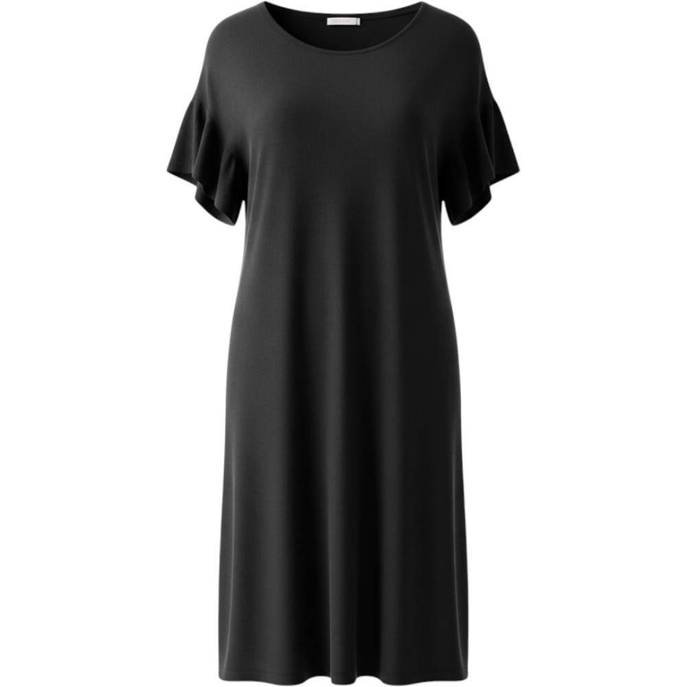 Cable & Gauge Knit Dress Women L Black Minimalist Quiet Luxury Sleeveless